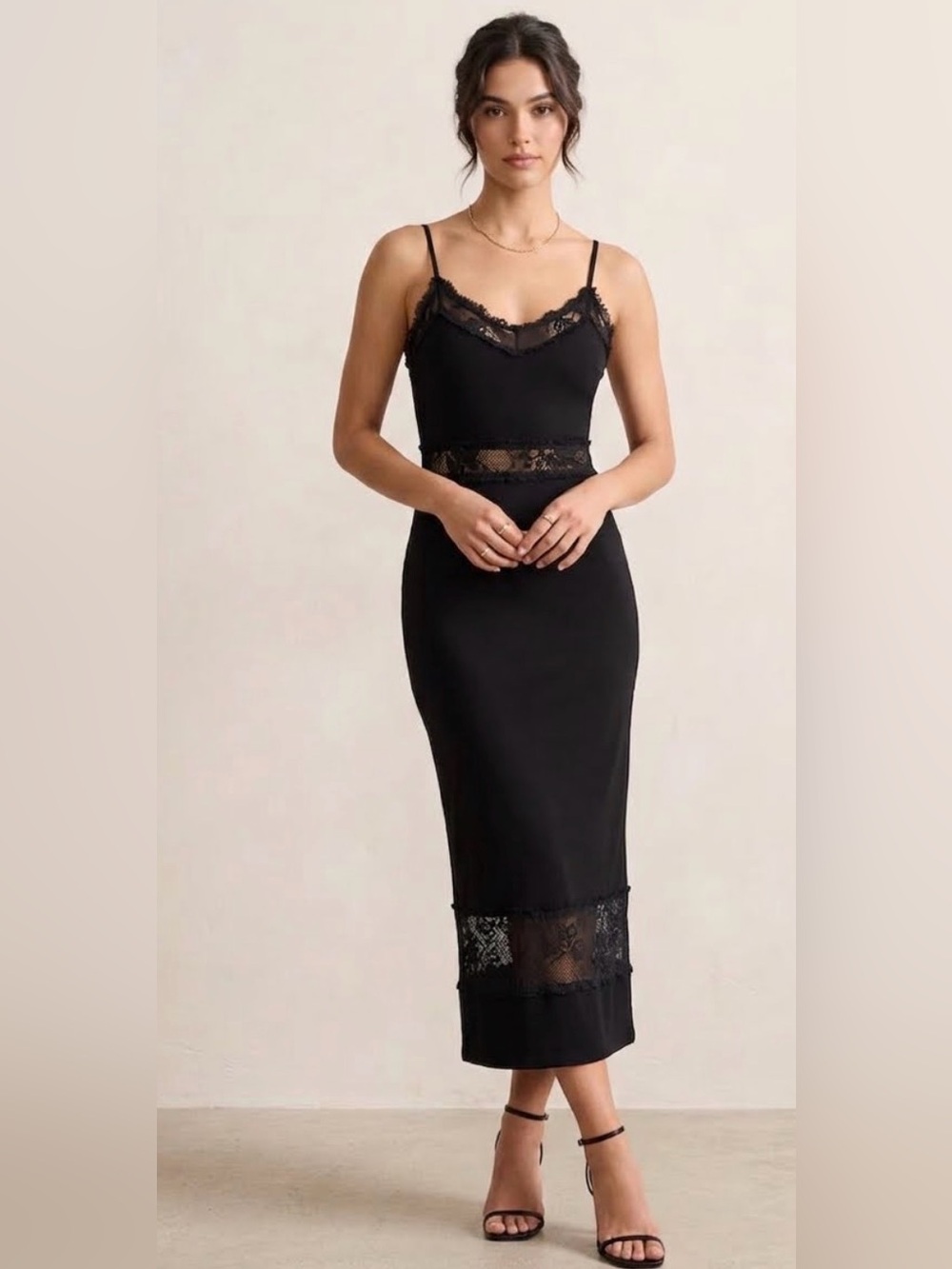 French Connection-  Black Lace Trim Dress